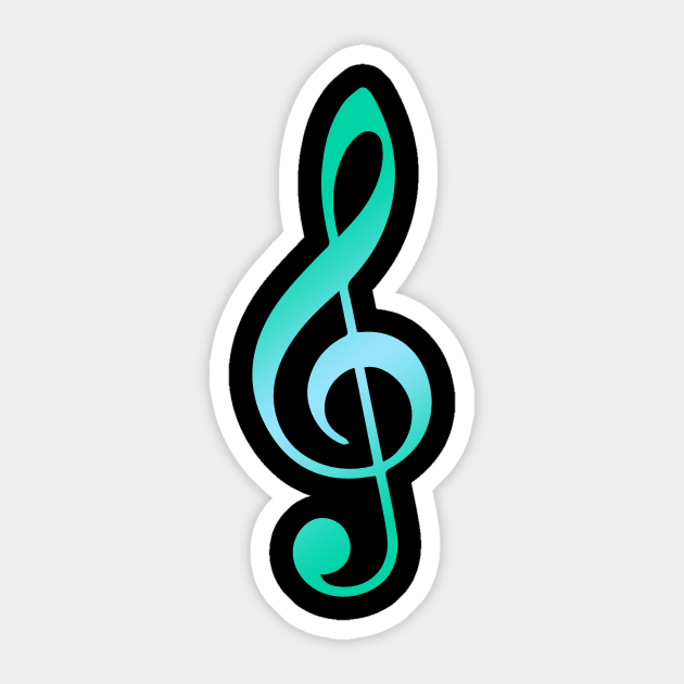 Sea Foam Colored Treble Clef Sticker by Kelly Louise Art